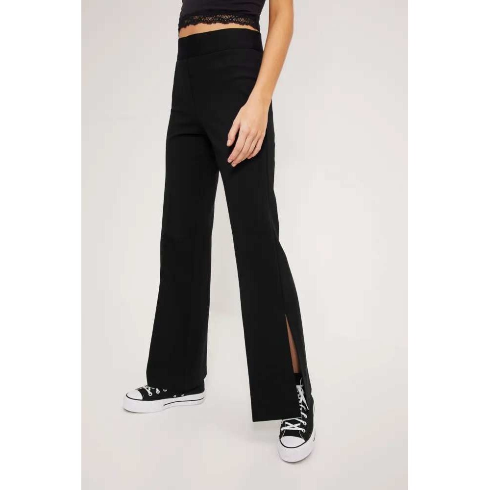 Spanx Perfect Double Slit Flare Pants Black High Rise Ponte Knit Medium Petite
